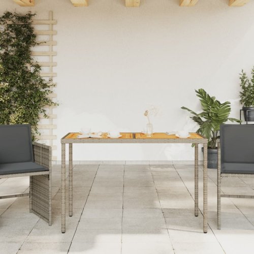 Zahradní stůl s akáciovou deskou šedý 115x54x74 cm polyratan