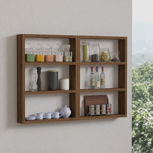 Nástenná polica Hexa - Walnut