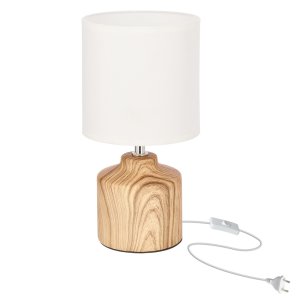 Stolní lampa MINOS s keramickou základnou a bílým stínidlem, 1x40W E14, ložnicová lampa na komodu
