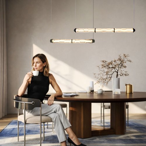 CORTE lampa wisząca pozioma czarny matowy 25W LED 3000K klosz bezbarwny