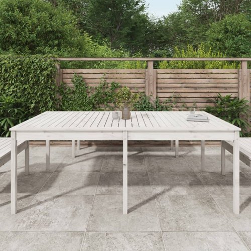 Zahradní stůl bílý 203,5 x 100 x 76 cm masivní borové dřevo