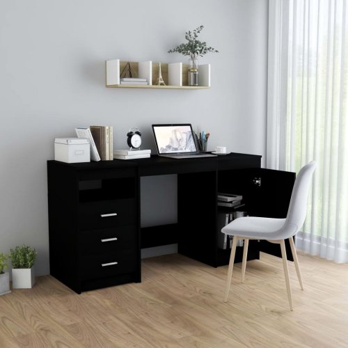 Písací stôl so zásuvkami a skrinkou 140x50 cm Dekorhome - BAREVNÁ VARIANTA: Biela lesk
