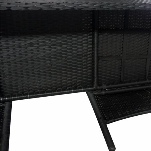 Polyratanový dvojsedačková lavička s čajovým stolíkom čierna