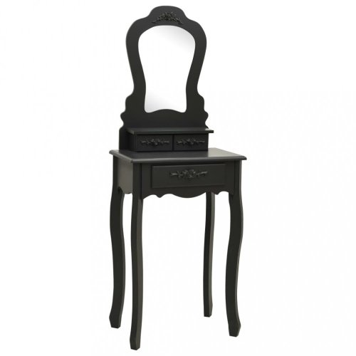Toaletní stolek s taburetem Dekorhome - BAREVNÁ VARIANTA: Černá