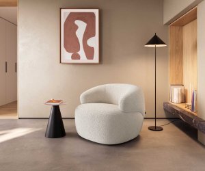 Lounge křeslo Nova 88x88 cm bouclé krémově-bílá