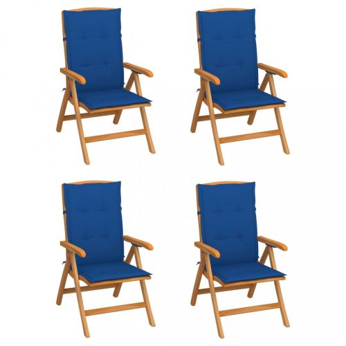 Zahradní židle 4 ks teak / látka Dekorhome - BAREVNÁ VARIANTA: Tmavě modrá