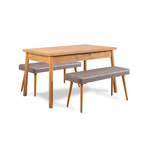 Jídelní set se stolem a lavicí (3 kusy) Costa 0701 - Atlantic Pine, Soho Grey