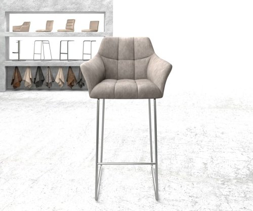 Barová židle Yulo-Flex vintage taupe tenká podnož nerezová ocel