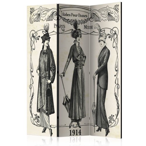 Paraván Dress 1914 Dekorhome - ROZMĚR: 135x172 cm (3-dílný)