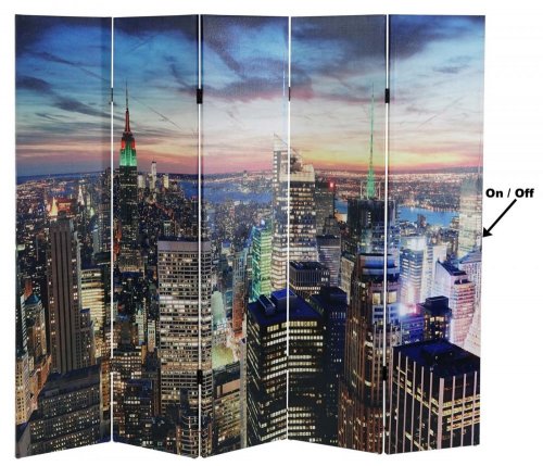 Designový LED paraván NEW YORK - ROZMĚR: 200x180 cm (5-dílný)