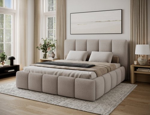 Posteľ Edvige + Drevený rám + plynový piest + kontajner 160x200