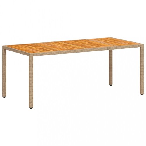 Zahradní stůl béžový 190 x 90 x 75 cm polyratan akáciové dřevo