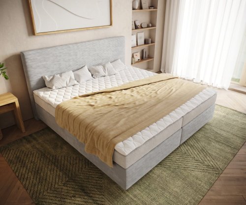 Boxspring postel Dream-Well manšestr 200x200 cm s matrací a topperem