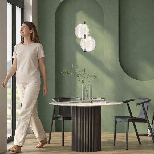 PLAYA lampa wisząca czarny 10W LED 3000K klosz bezbarwny