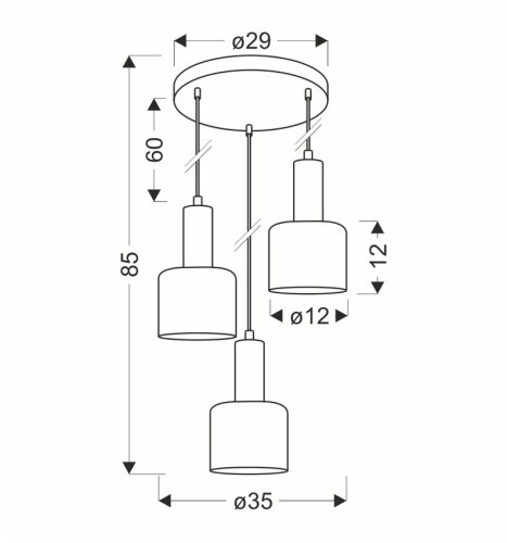 Závesná lampa Isar, čierna, 3x40, E27, jantárové tienidlo