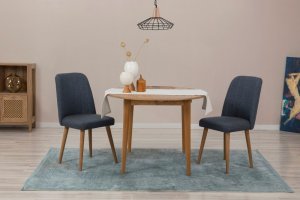 Jedálenský set s rozkladacím stolom a stoličkami (3 kusy) Vina 1048 - Atlantic Pine, Navy Blue