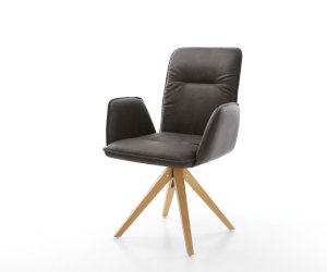 Otočná stolička Vinja-Flex antracit vintage mikrovlákno drevená