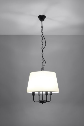 Závěsná lampa Pasteri matně černá 4x40W e14 béžové stínidlo
