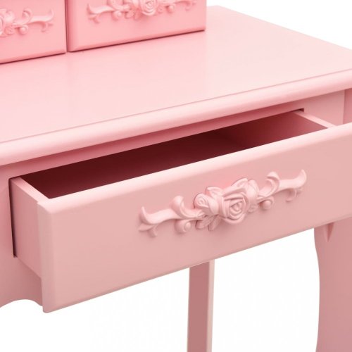 Toaletný stolík s taburetom Dekorhome - BAREVNÁ VARIANTA: Ružová