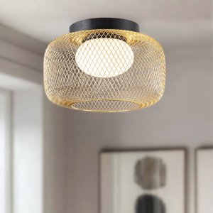 Lampa sufitowa Sopra 32 czarno złota klosz druciany do salonu GX53
