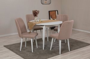 Jedálenský set s rozkladacím stolom a stoličkami (5 kusov) Vina 0900 - White, Stone