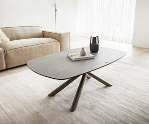 Konferenčný stolík Sarita 120x70 cm keramický aspetto concreto kovová