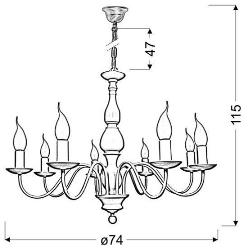 Závesná lampa Bellagio, krémová, 8xE14