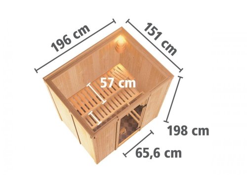 Interiérová fínska sauna 196x151 cm s kamny 3,6 kW Dekorhome