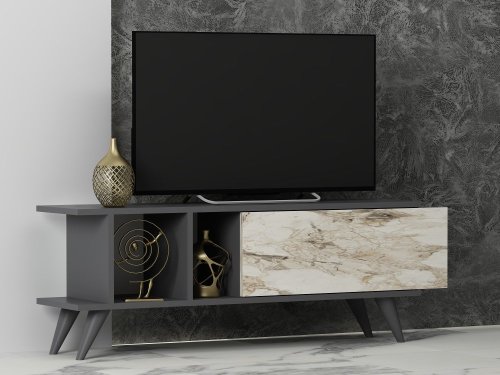 TV stolek Liberty - Anthracite, Marble