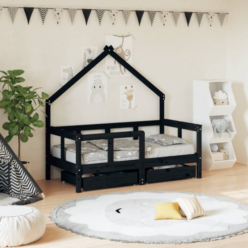 Detská domčeková posteľ so šuplíkmi Dekorhome - ROZMER LÔŽKA: 90 x 200 cm