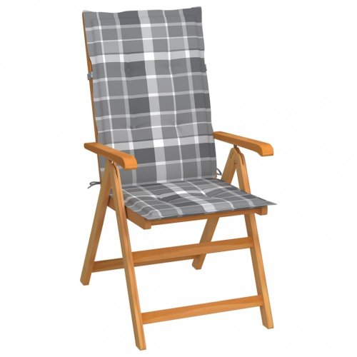 Skládací zahradní židle s poduškami teak / látka Dekorhome - BAREVNÁ VARIANTA: Šedá