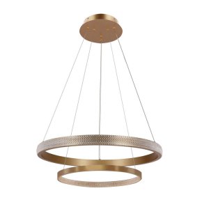 ZÁVESNÁ LAMPA HASHIM 60+40CM MATNÁ TMAVO ZLATÁ 22W+34W LED KRYŠTÁLY ČÍRE