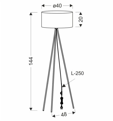 Stojaca lampa SHANTI čierna 1x40W E27 tienidlo sivá