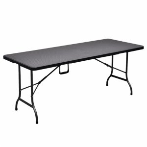 Skladací záhradný stôl 180x75 cm čierna imitácia ratanu