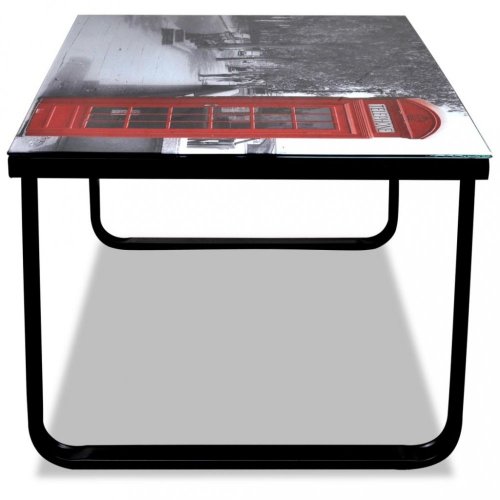 Konferenční stolek s potiskem sklo / kov Dekorhome - BAREVNÁ VARIANTA: Telefonní budka
