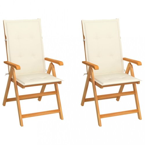Zahradní židle 2 ks teak / látka Dekorhome