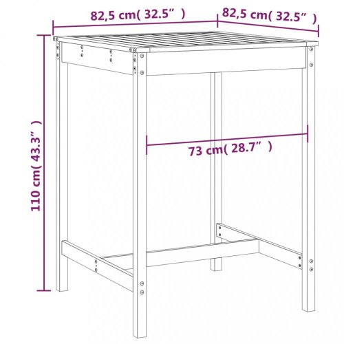 Zahradní stůl černý 82,5 x 82,5 x 110 cm masivní borové dřevo