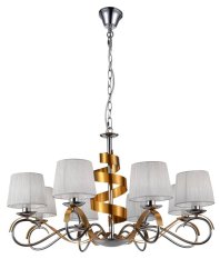 Závesná lampa luster chróm/zlatý 8x40W nastaviteľná Denis