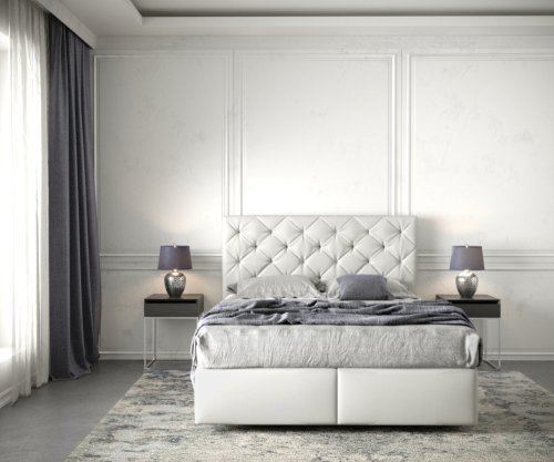 Boxspring postel Dream-Great 140x200 cm koženka bílá s matrací