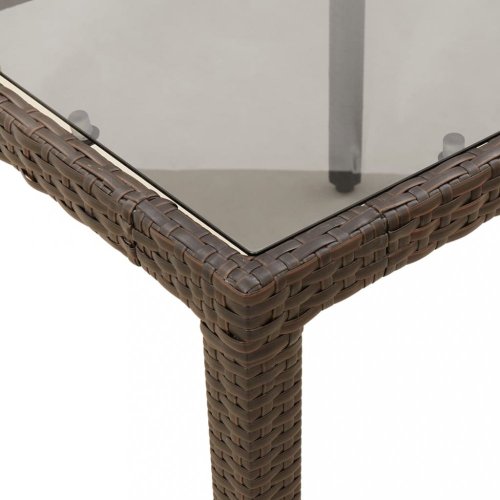 Zahradní stůl se skleněnou deskou hnědý 150x90x75 cm polyratan