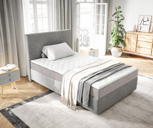Boxspring postel Dream-Well 120x200 cm manšestr stříbrošedá