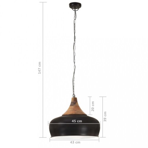 Závěsná lampa černá / mangovníkové dřevo Dekorhome