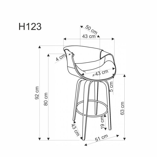 Barová stolička H123 - BAREVNÁ VARIANTA: Sivá