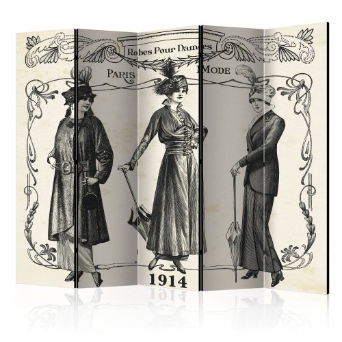 Paraván Dress 1914 Dekorhome - ROZMER: 225x172 cm (5-dielny)