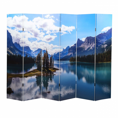 Paraván horské jazero Dekorhome - ROZMER: 244x180 cm (6-dielny)