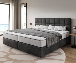 Boxspringová posteľ Dream-Fine z mikrovlákna antracit vintage 200x200