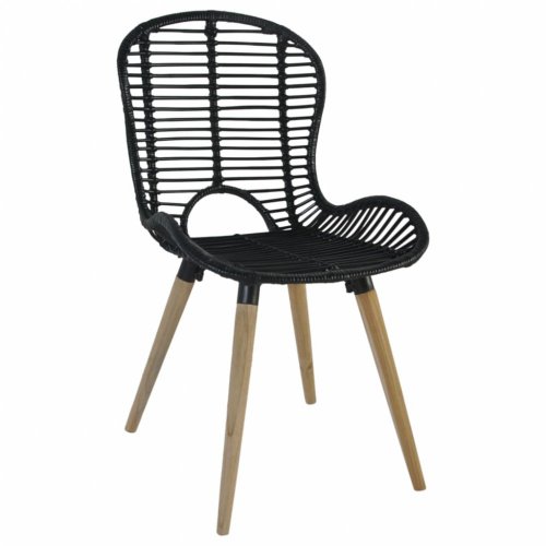 Jídelní židle 4 ks ratan / dřevo Dekorhome - BAREVNÁ VARIANTA: Černá