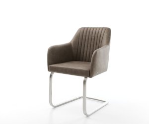 Jídelní židle Greg-Flex taupe vintage konzolová podnož plochá nerezová