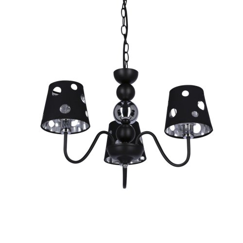 Čierna závesná lampa s lustrom 3xE14 Batley Ledea