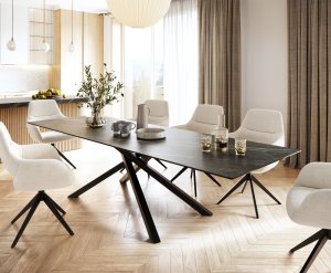 Jídelní stůl Edge 300x100cm Laminam® keramika hnědá křížová podnož